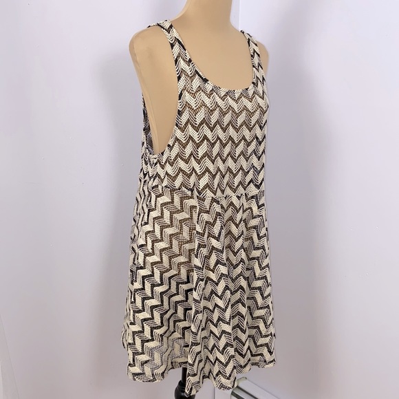 Free People Dizzy Daydream Sleeveless Chevron Knit Fit Flare Mini Dress Size M - Picture 11 of 13